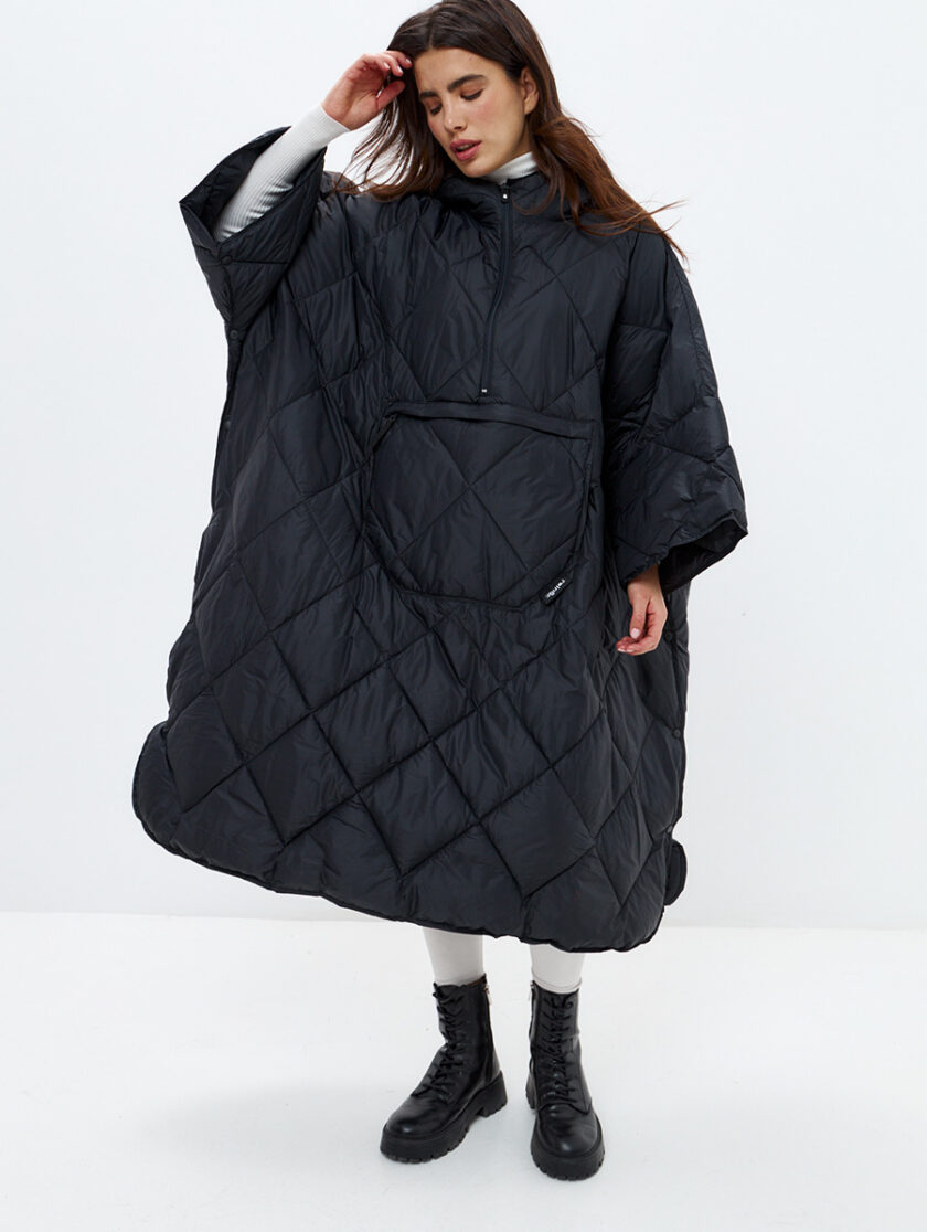 Утеплённое пончо 3 в 1 Shikotan black unisex