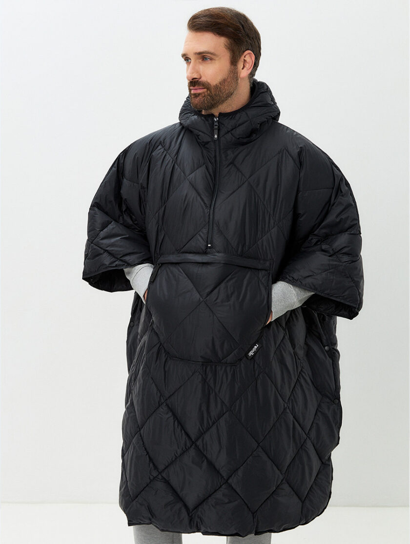 Утеплённое пончо 3 в 1 Shikotan black unisex man