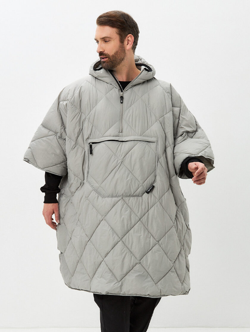 Утеплённое пончо 3 в 1 Shikotan gray unisex man